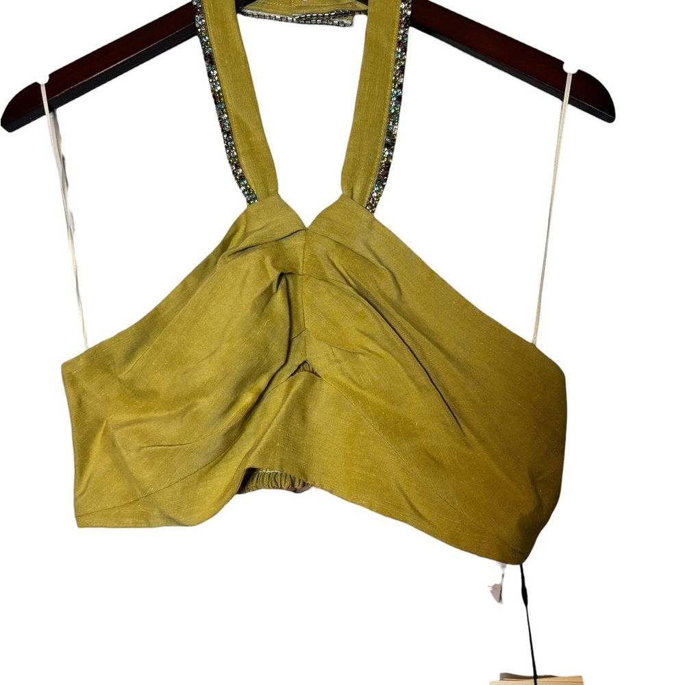 NWT Sandro Avedis Halter Crop Top Embellished Size 3 (8) - Picture 10 of 11